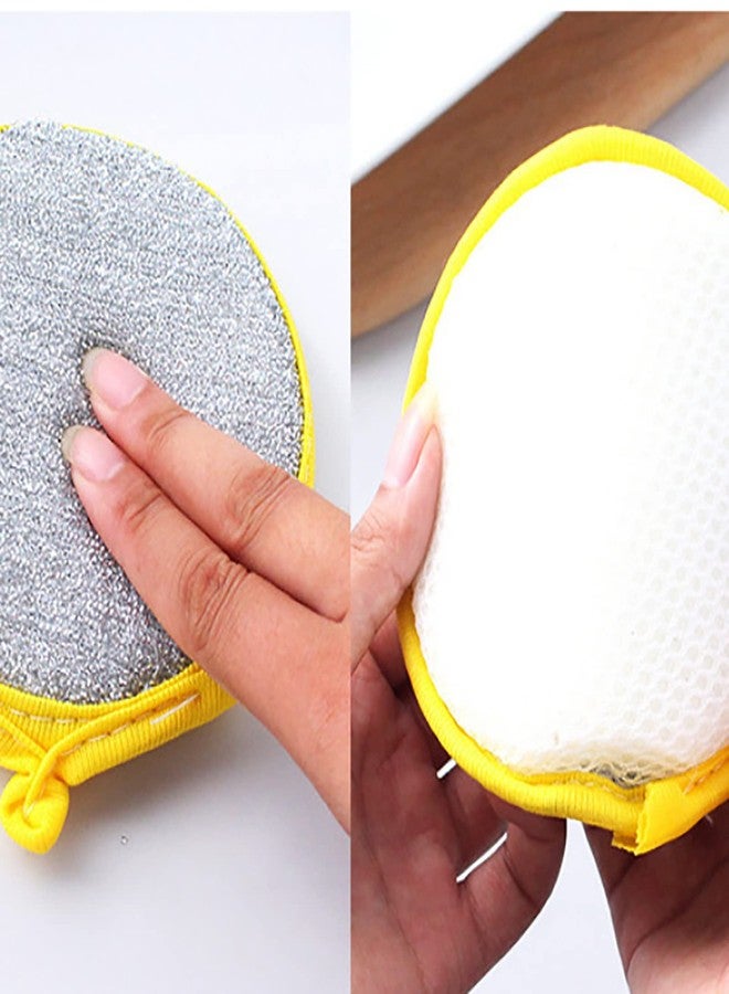 RRJ 10Pcs Kitchen Cleaning Sponges Double Side Round Microfiber Reusable Scrubber Pan Pot Dish Wash Household Cleaning Scouring Tools Random Color - Image 2